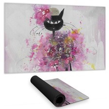 Begin Home Decor C1DM1424IB5CVJ 14 x 24 in. Cartoon Cat Desk Mat - Purple Ill...