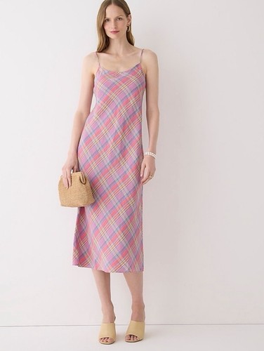 J.Crew Gwyneth Slip Dress Sunset Plaid Women’s 0