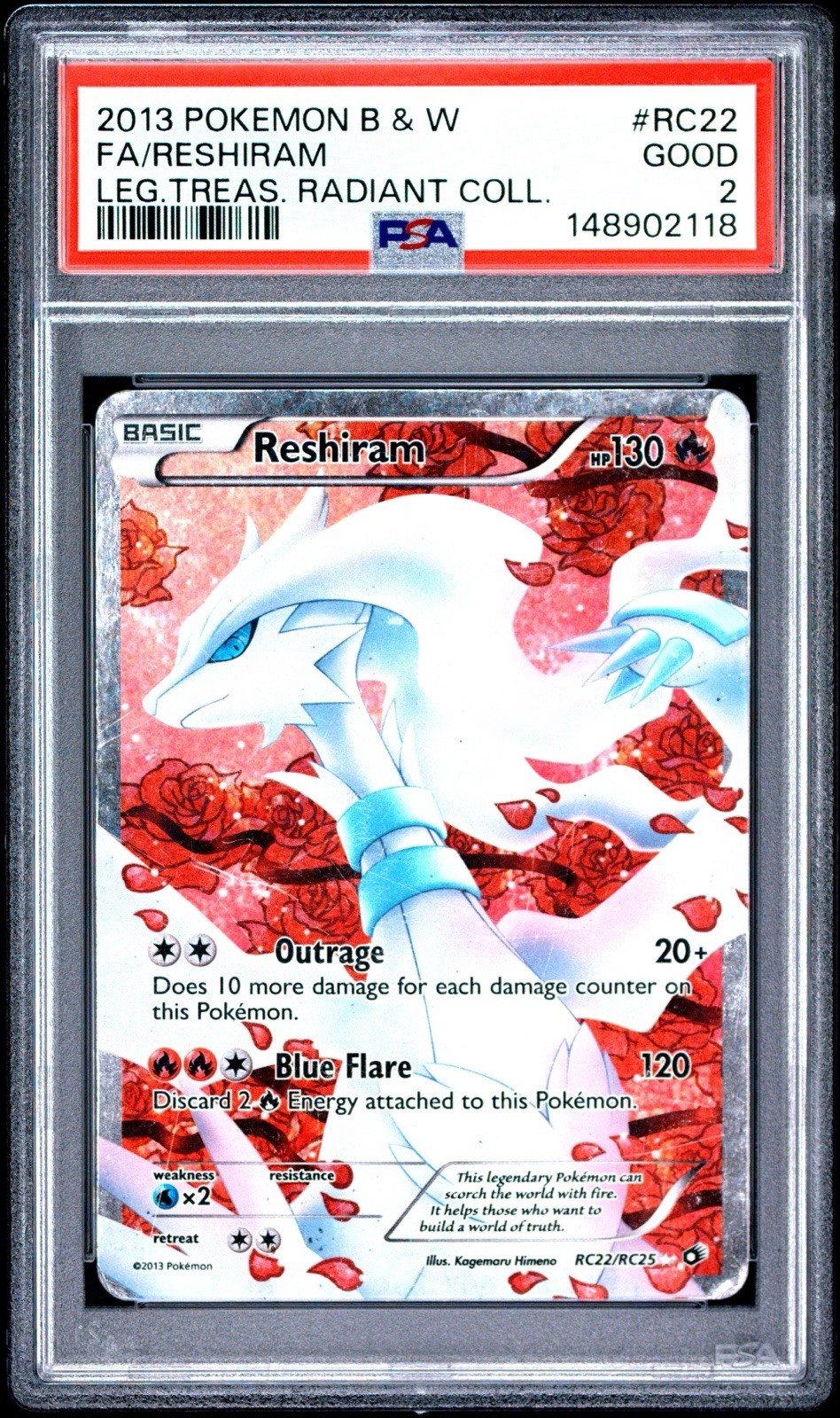 Pokemon TCG Reshiram Legendary Treasures RC22/RC25 ENG Full Art Holo PSA 2