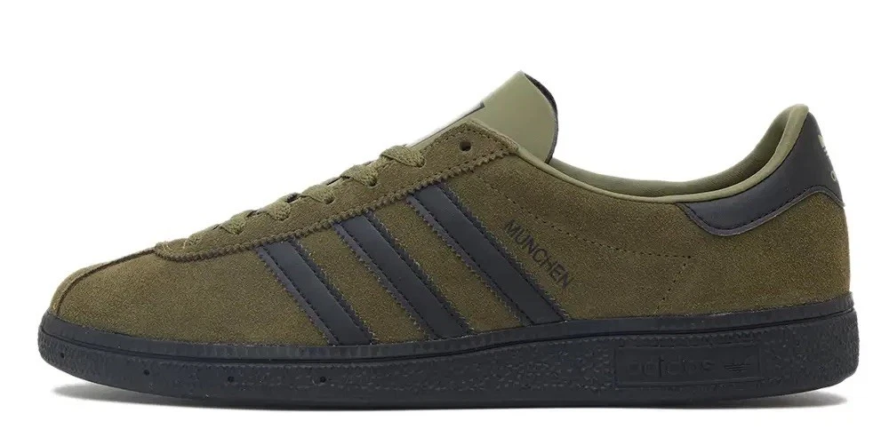 Adidas Originals Munchen Olive/Black Trainers-ALL SIZES Sneakers-New-Genuine