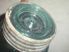  Jar Tested The Gem or Gem blue glass canning fruit jar insert & a zinc band