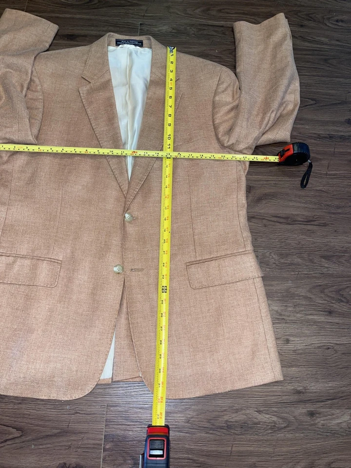 Blazer Haspel Para Hombres 42R Lana Tostada Bambú Seda Espiga Abrigo Deportivo Dos Botones Foto 3 de 4