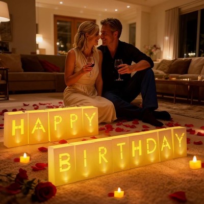 Happy Birthday Decoration for Men Women, Valentine s Day Light Up Letters Lum...