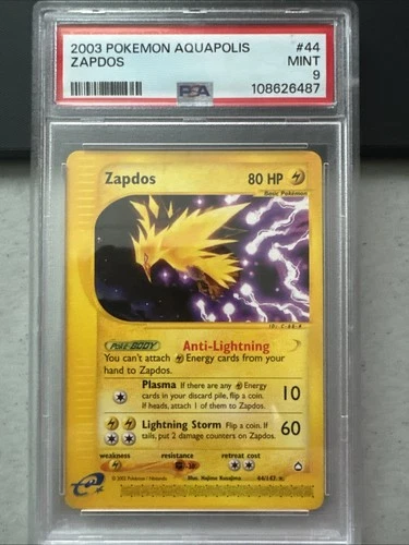 Pokemon Card Zapdos 44/147 Non-Holo Rare Aquapolis 2003 PSA 9 MINT
