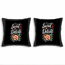 Elegant Floral Throw Pillow Covers 18x18in Set of 2 - Peach Roses  ' Sweet