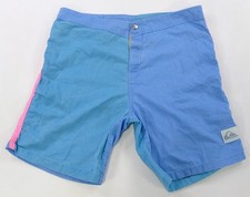 Rare VTG QUIKSILVER Color Split Swimming Trunks Board Shorts 90s USA Made Blue