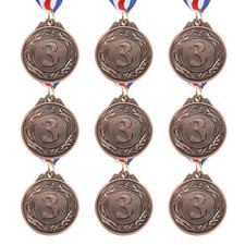 9 Pcs 2 Inch Bronze Award Metals Winner Award Medals 3rd Prize with Neck Ribbon
