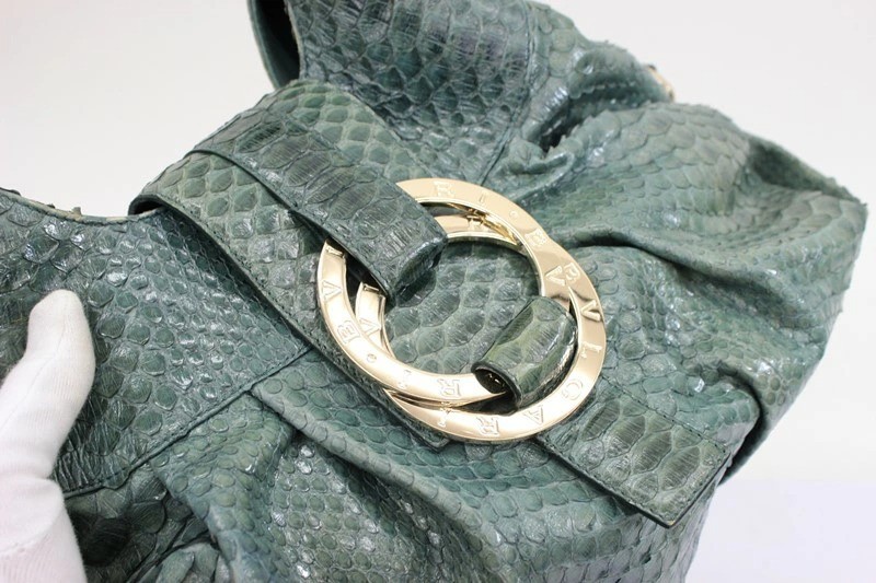 BVLGARI Chandra Shoulder Bag Python Pattern Green… - image 2