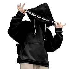 Shark Hoodie Sweatshirt – Blue Long Sleeve Cartoon Pullover for Men and Women