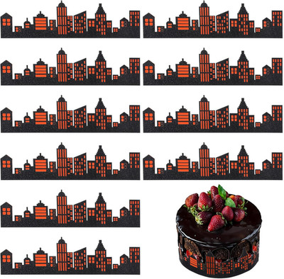 10 Pieces City Cake Border Decoration Scenic Theme Cake Side Border Stick On or 