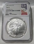 2001 1 OZ AMERICAN SILVER EAGLE NGC MS70 MERCANTI HAND SIGNED