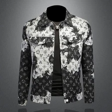 Men Luxury Fashion Trendy Bomber Streetwear Long Sleeve Denim Casual Jacket Coat