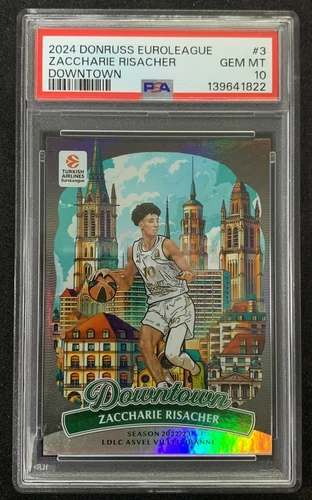 Zaccharie Risacher 2024-25 Panini Donruss Euroleague Downtown SSP Psa 10