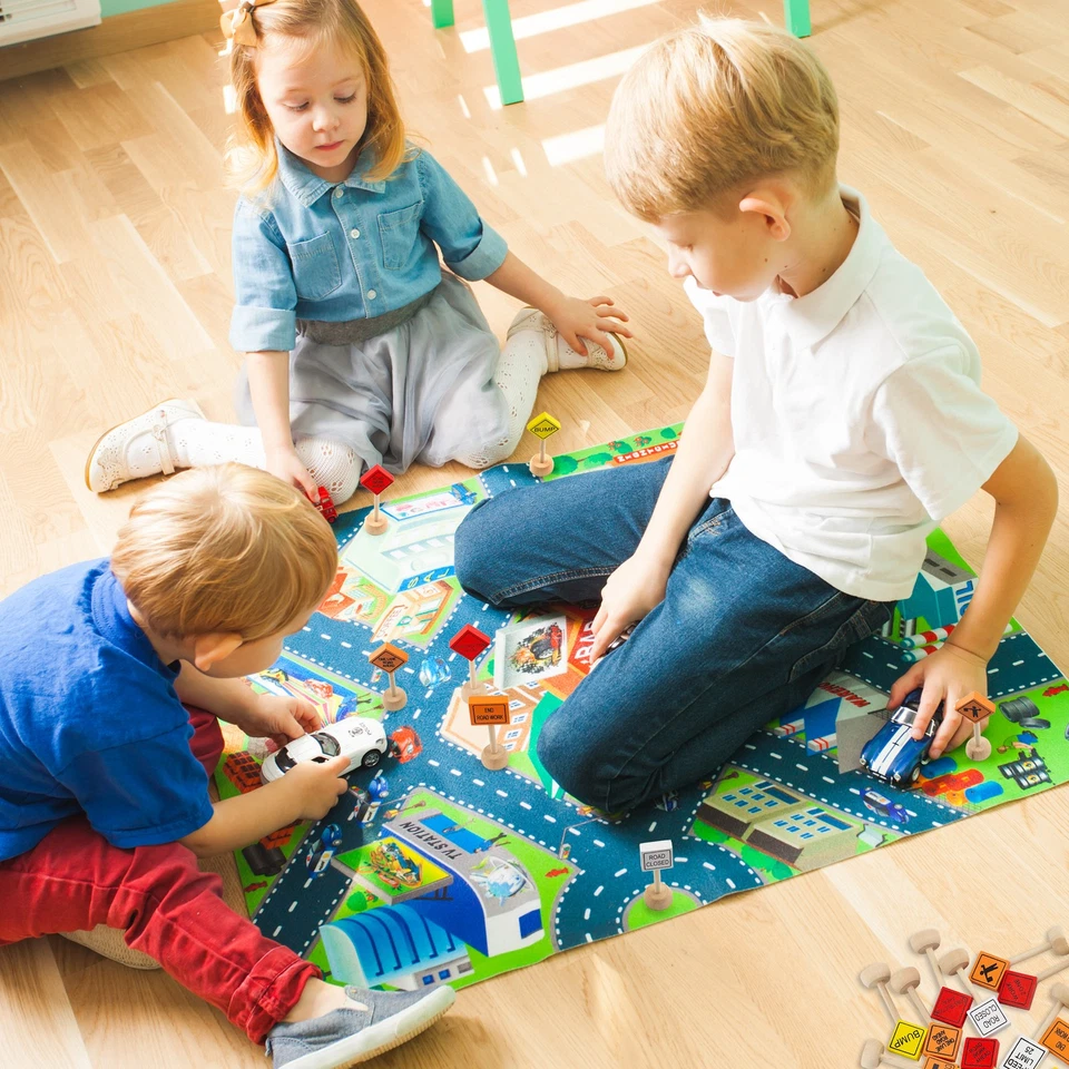 Wooden Road Construction Traffic Sign Set, Street Signs Small Toy Cars - Image 3 of 4