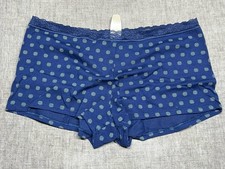 Rare Vintage Victorias Secret Feminine Cotton Ruffle Trim Panty Classic Navy New