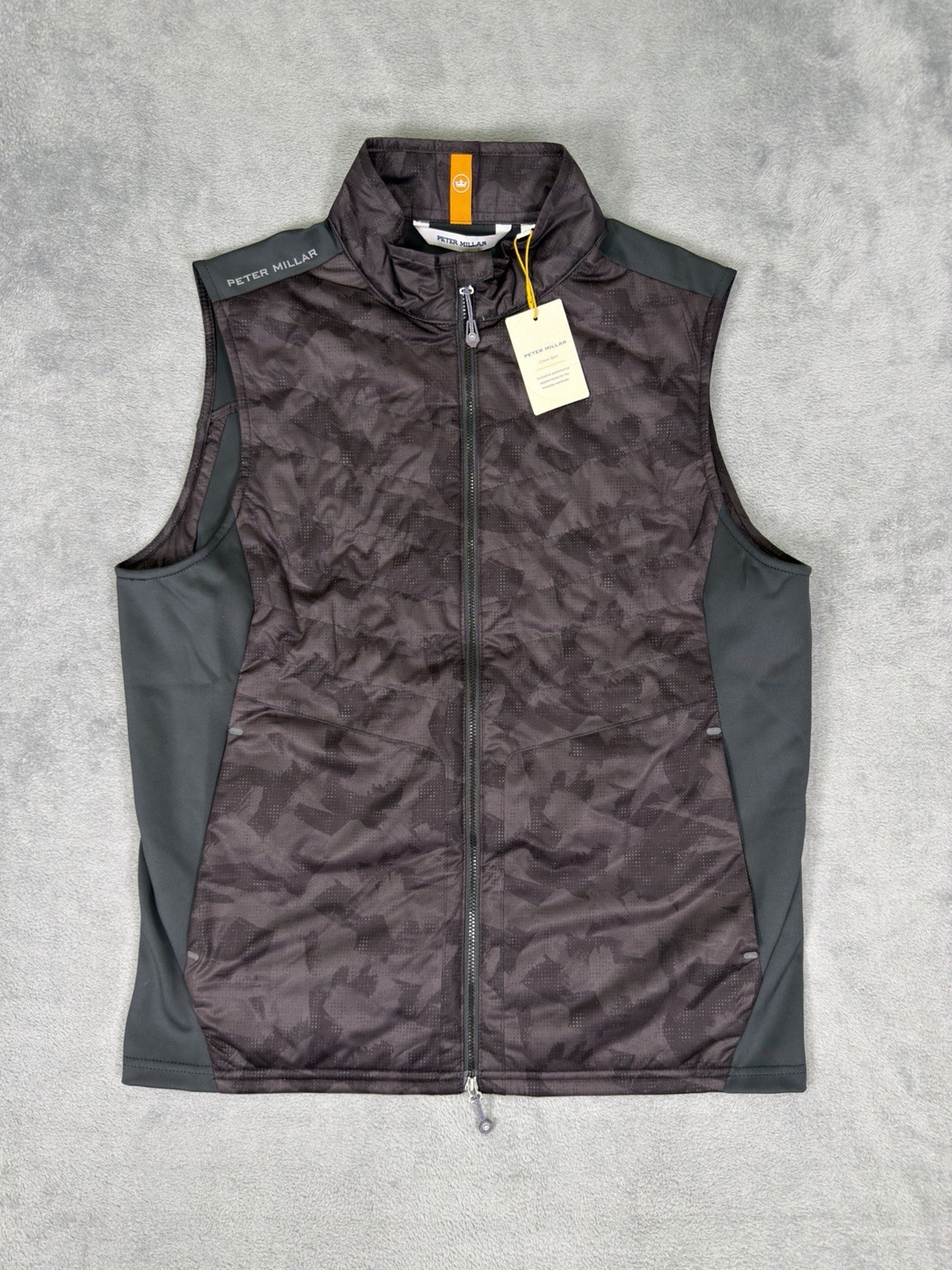New Peter Millar Vest Mens Medium Black Camo Crown Fuse Elite Sport MF23EZ46A