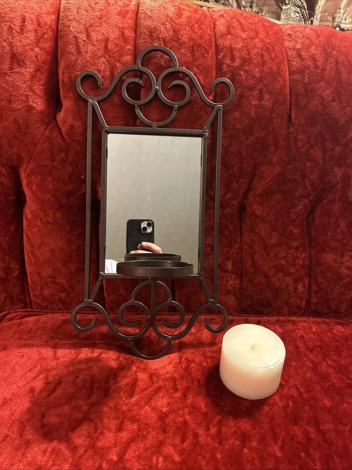 San Miguel Vista Wall Sconce Rustic Finish Iron With Mirror And Candle - Image 2 of 4