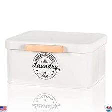 Dryer Sheet Holder with Hinged Lid - Metal Dispenser for Laundry Room Decor