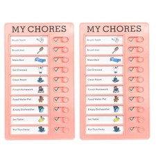2 PCS Chore Chart Adults Kids To Do List Checklist Task Board Slider Pink