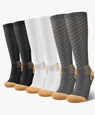 Copper Compression Socks Adult L Ankle Support V-Shape Gradient Mens 9.5-12 NEW