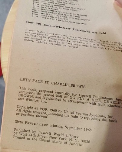 Let's Face It, Charlie Brown by Charles M. Schulz Paperback 1968 - Picture 4 of 4