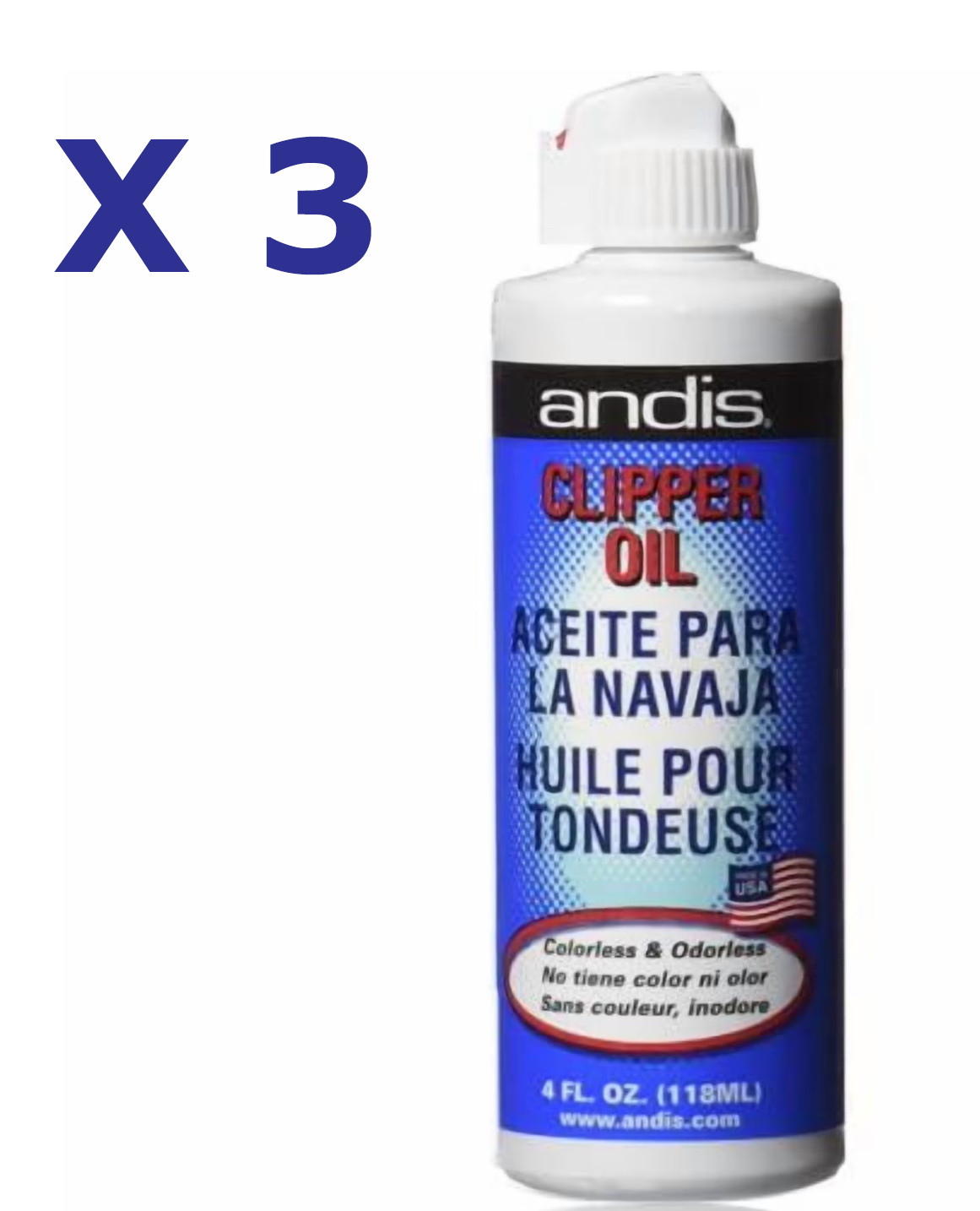 3 New ANDIS Clipper Oil Lubricant for Clipper Trimmer Blade- 4 floz ea Free Ship