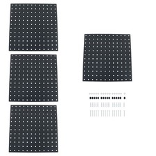 4 Pack 12"x12" Black Metal Pegboard Panels Heavy Duty Pegboard Wall Organizer