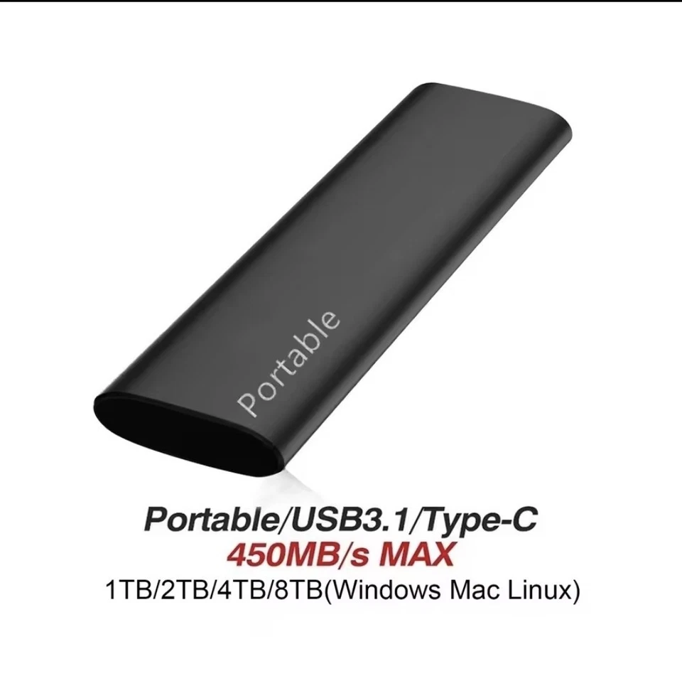 8 TB - Portable USB 3.1/Type-C External SSD, OTG, High-Speed Drive - Image 4 of 4