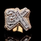 Custom Iced Out 2X Round Cut Moissanite Name Ring 14K Rose Gold Plated