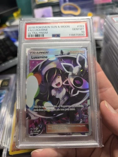 PSA 10 GEM MINT Pokemon Lusamine Ultra Prism Full Art 153/156