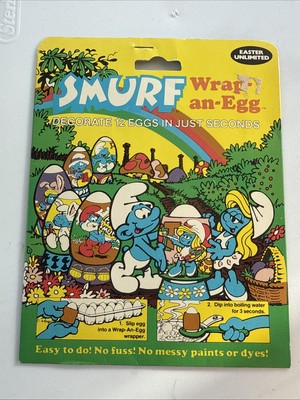 Vintage 1984 SMURF Wrap an Egg Easter Unlimited , Inc. New In Package  Peyo