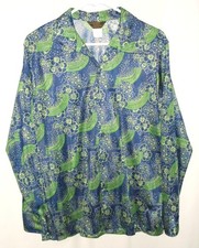 Poly Shirt JC Penny Designer Collection Vintage 70's Flower Print Men's Large