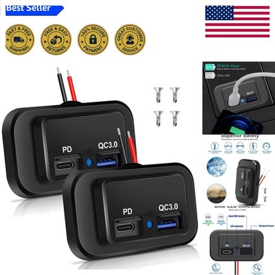 Waterproof 12V USB Outlet - PD3.0 & QC3.0 for Maximum Charging Efficiency