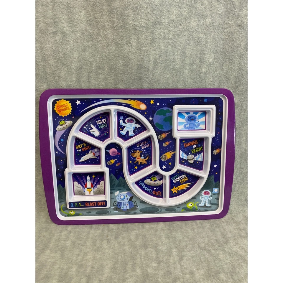 Fred's Kids Plato Dividido Tema Espacial Astronautas Cohetes Barcos Bandeja Diversión Hora de Comida Foto 2 de 4