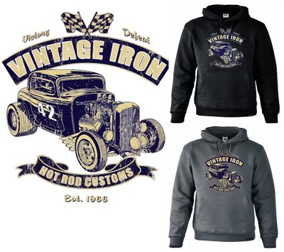 Vintage HotRod Sweatshirt Rockabilly v8 Auto Motiv Speedshop Biker Hoodie *1288