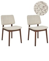 EsszimmerstüHle Beige 2-Er Set Bouclé Polyester SitzfläChe Helles Holzgestell Bl