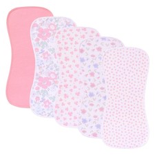 sleepyturtle 5 Pack Waterproof Baby Burp Large 19x8.7 inches , Pink-bf