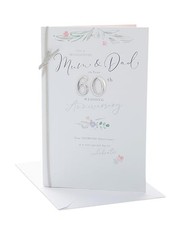 UK Greetings Mum  Dad 60th Anniversary Card With Envelope - Ribbon Design