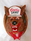 Coors Light Beer Wolf 3-D Face Sign Bar Pub Man Cave Decor 14”x10” Vintage 1987