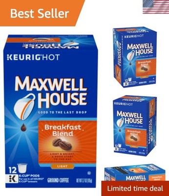 Breakfast Blend Light Roast K-Cup Pods - 12 Count, Caffeinated Coffee Indulgence