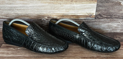NICE! $1000+ MEZLAN Black Genuine Crocodile Alligator  display picture 3