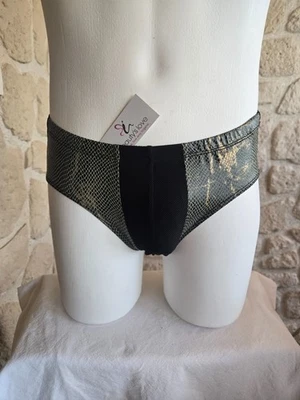 Slip noir et effet peau de serpent pour homme taille M Catiaryn n° K8100 (li) - Photo 1/4