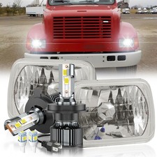 Pair 5X7" 7x6" LED Headlights Hi Low Beam For International IHC 9200 9900 9400i