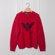 Vintage 2002 Polo Ralph Lauren Red Eagle Cotton/Linen Knit Sweater Size L