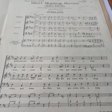 SHEET MUSIC JUBILATE SHORT MORNING SERVICE BY THOMAS WEEKES ED FELLOWES
