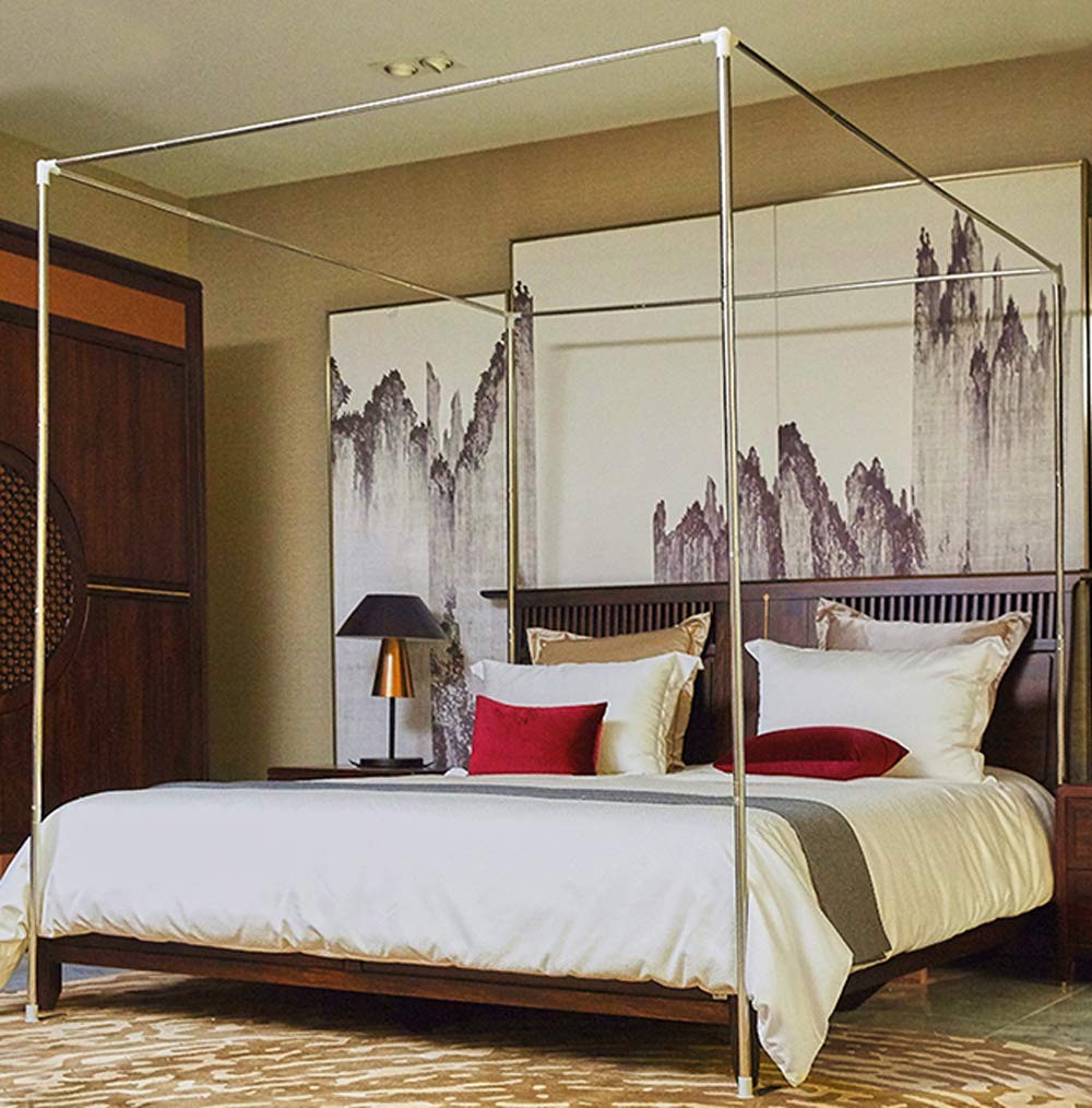 Bed Frame Post Poles King Size Stainless Steel 4 Corner Cano