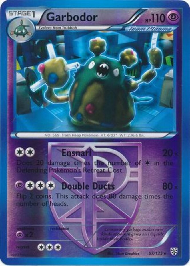 Near Mint x 1 Garbodor - 67/135 - Rare - Reverse Holo Plasma Storm