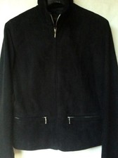 Women's Designer Julia S.roma 100% Leather Suede Zip Black Jacket Size 10/14