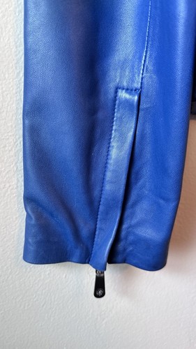 Vince Camuto Womens 100% Lamb Napa Leather Jacket Blue Medium - Picture 6 of 6