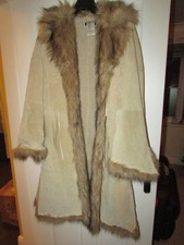 Morgan Vintage 90s Beige Faux Suede Long Coat Size 10/ 12 Used